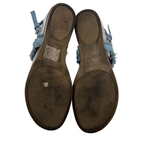 G By Guess Blue Denim T-Strap Wedge Sandals Size 8 Women’s - Picture 10 of 10